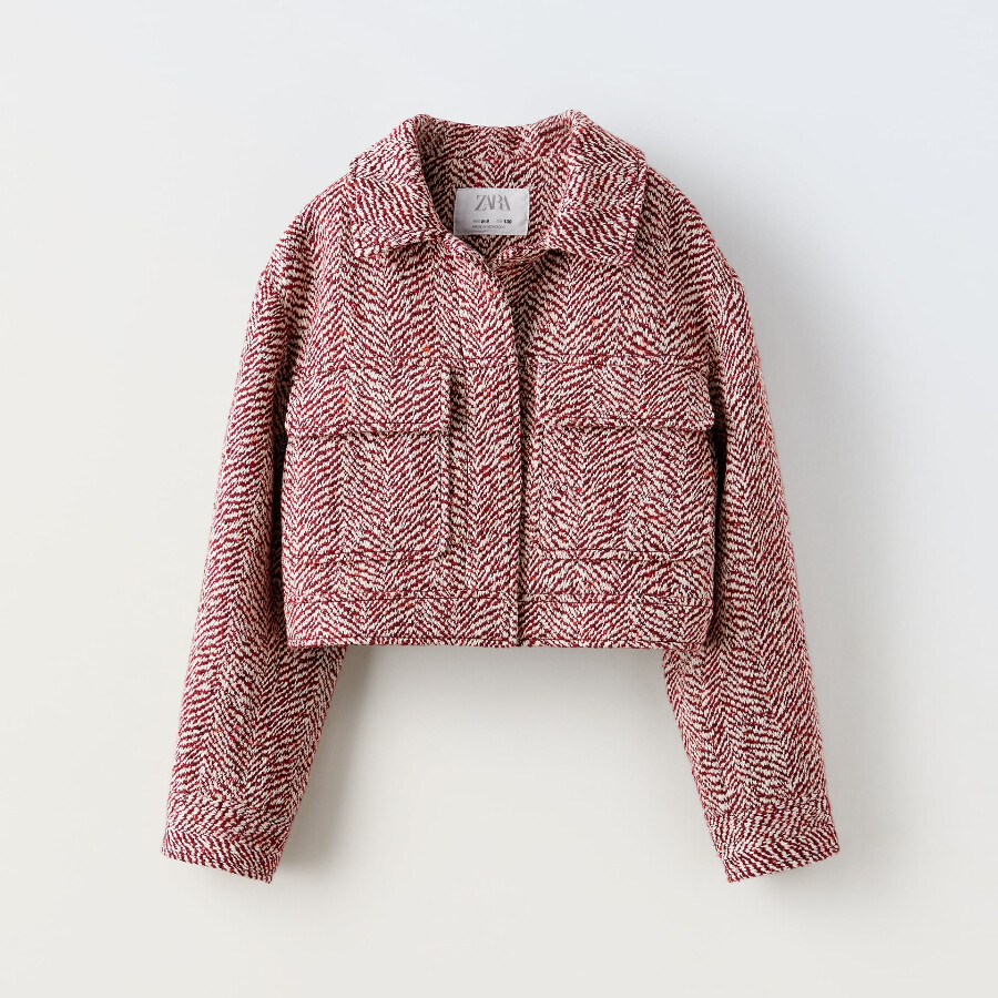 

Куртка-рубашка для девочки Zara Textured Herringbone, красный
