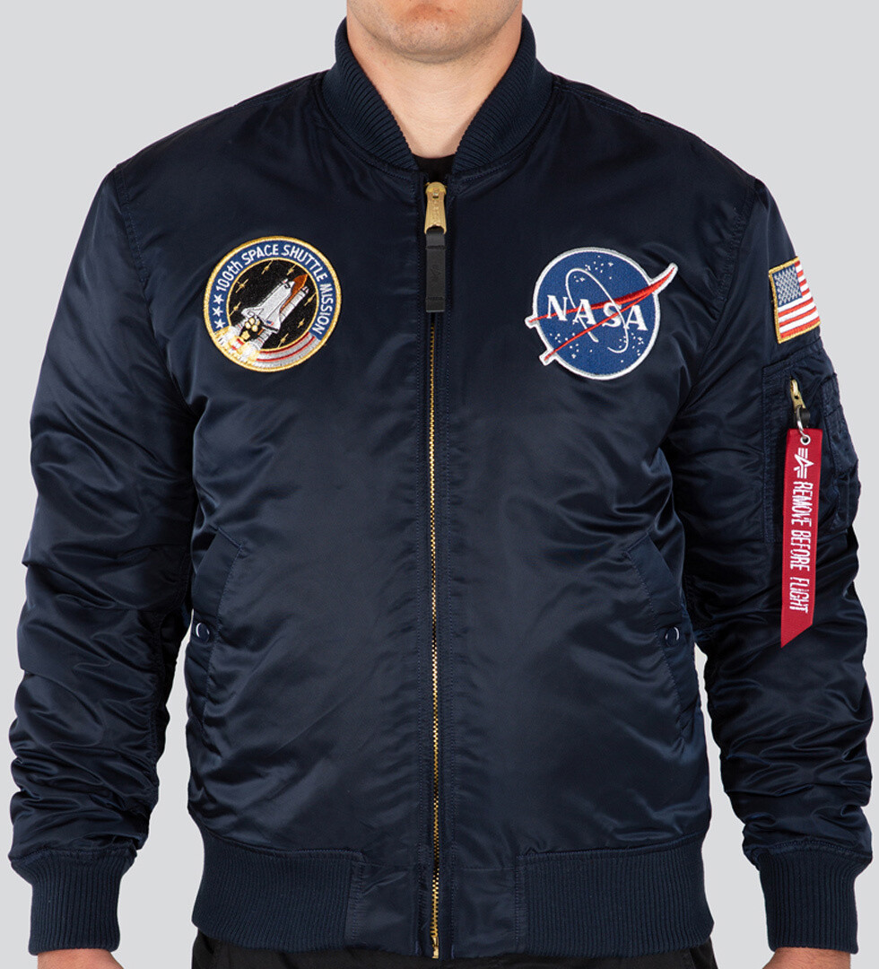 

Куртка Alpha Industries MA-1 VF NASA LP, синяя, Черный