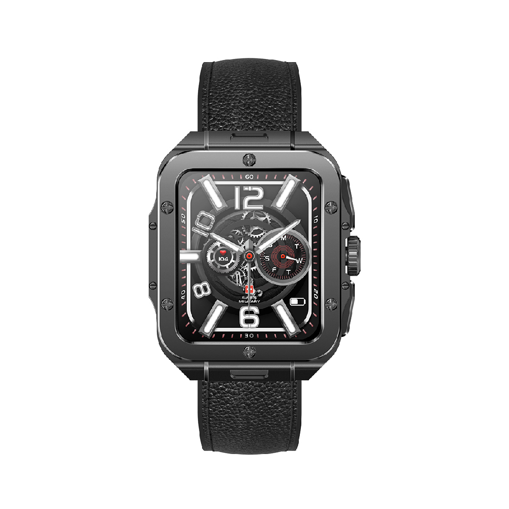 цена Умные часы Swiss Military Alps 2, (SM-Alps2-GMFrame-BKLeatherSt), 1.85, Bluetooth, темно-серый