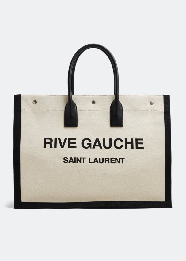 цена Сумка-тоут SAINT LAURENT Rive Gauche large tote bag, бежевый