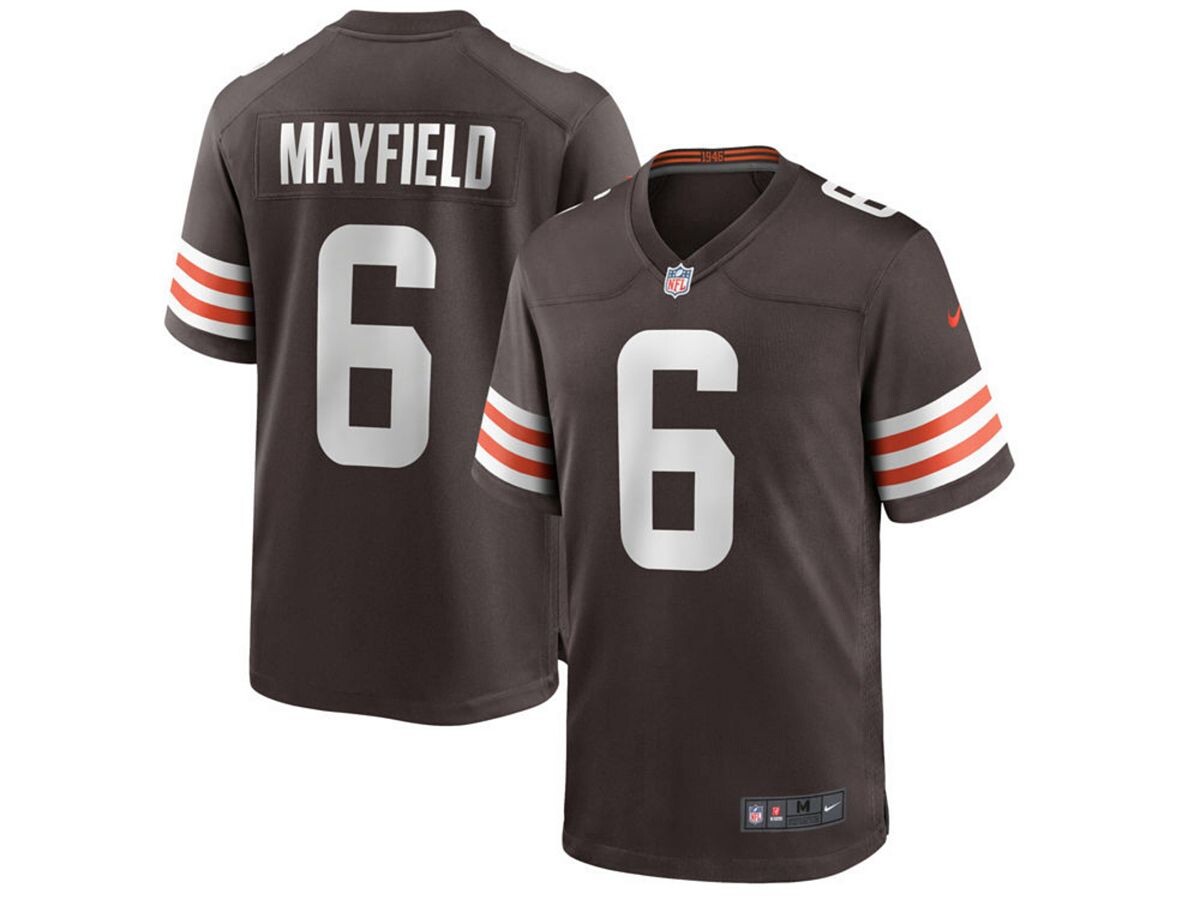

Мужская игровая майка cleveland browns baker mayfield Nike, коричневый