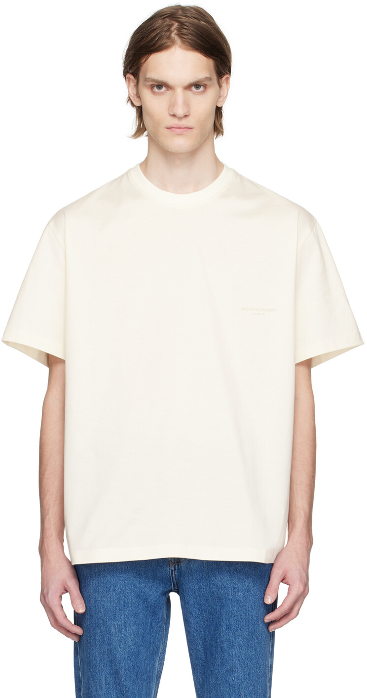 

Кожаная футболка с нашивками Off-White Wooyoungmi, Белый