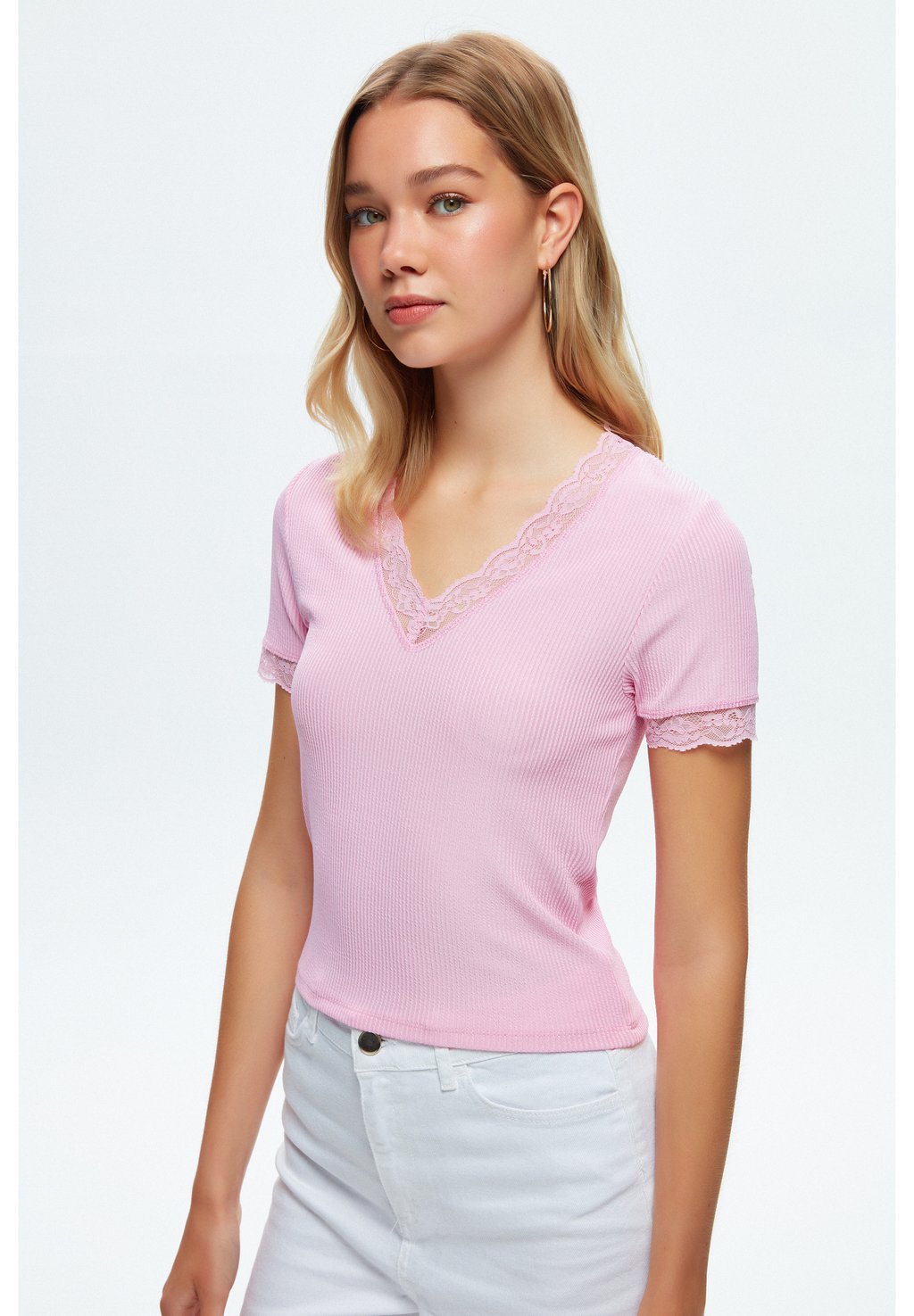 Блузка adL с кружевом, розовый