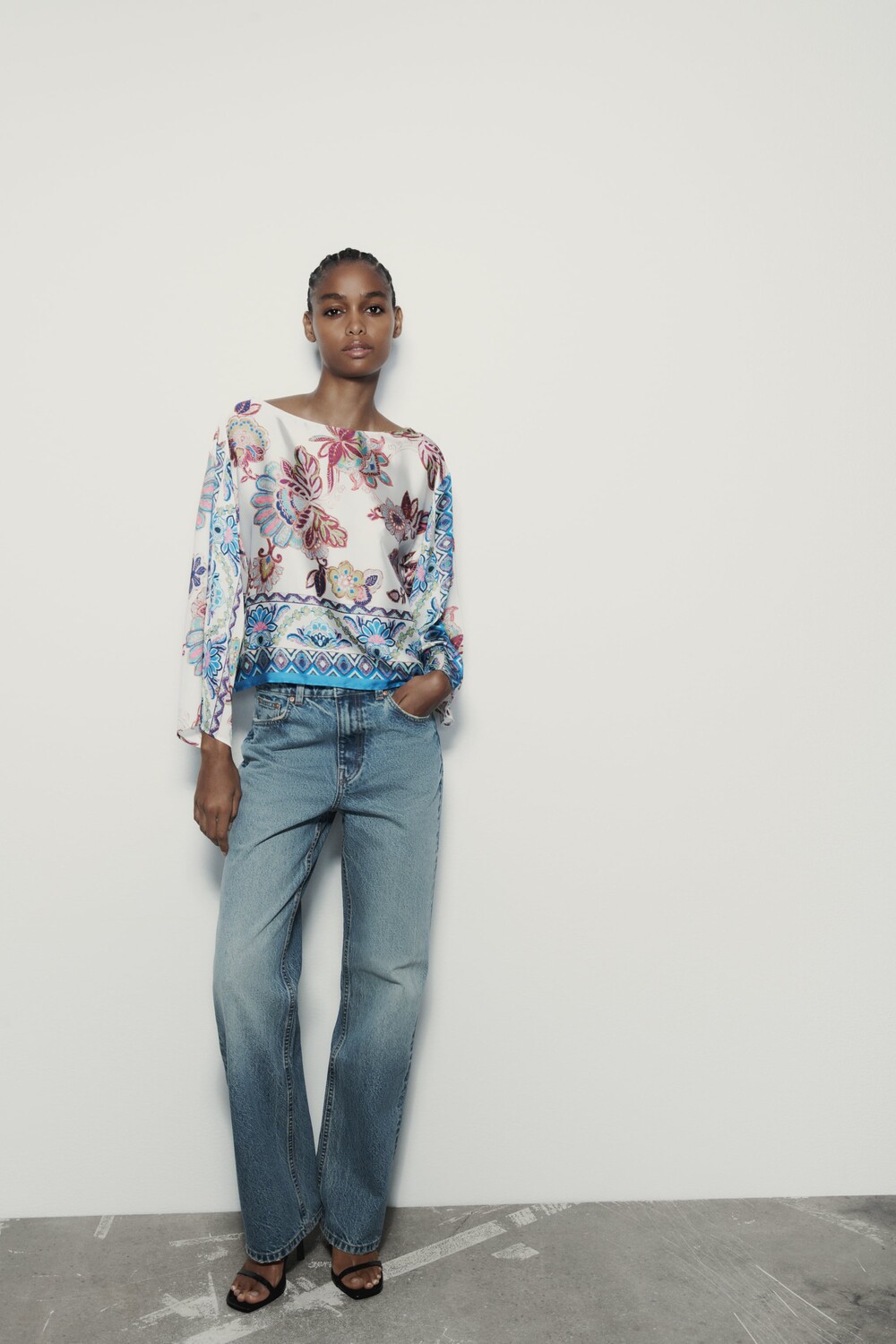 

Топ с принтом Zara, разноцветный