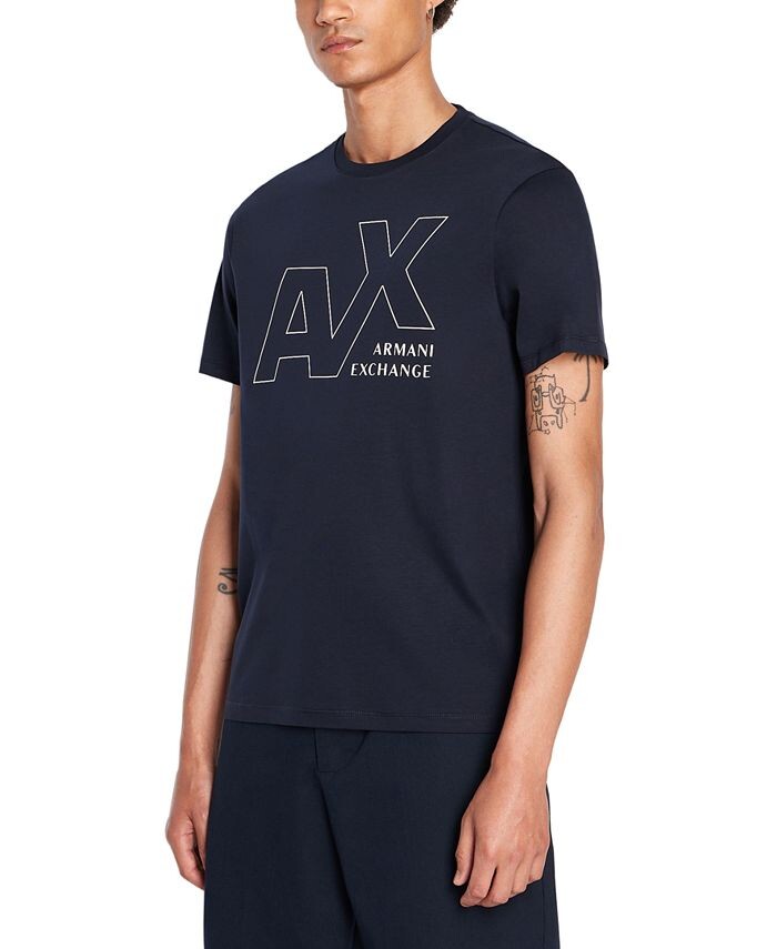 

Мужская футболка с коротким рукавом и логотипом с круглым вырезом Armani Exchange, синий
