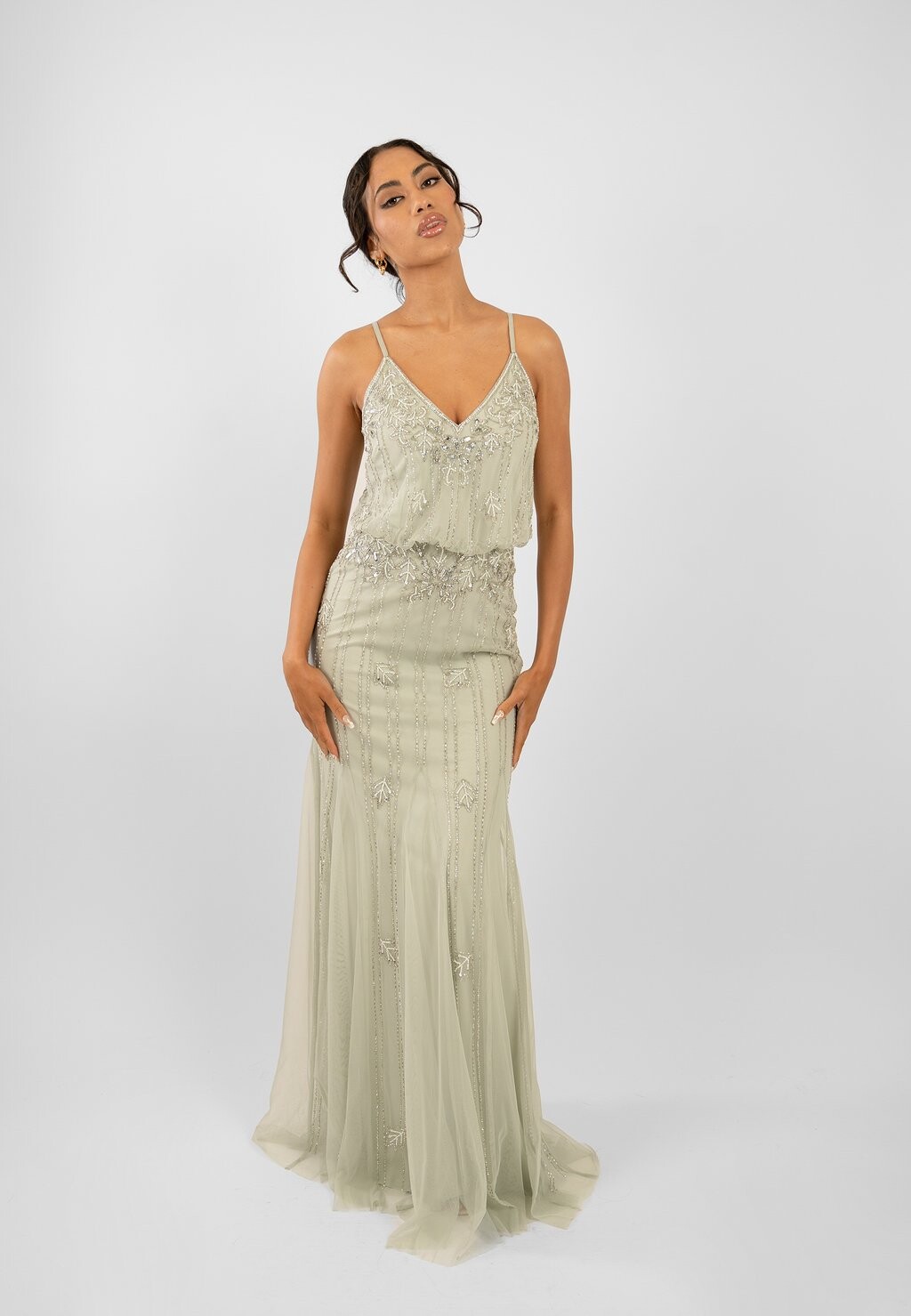 

Вечернее платье Keeva Lace & Beads, цвет sage green