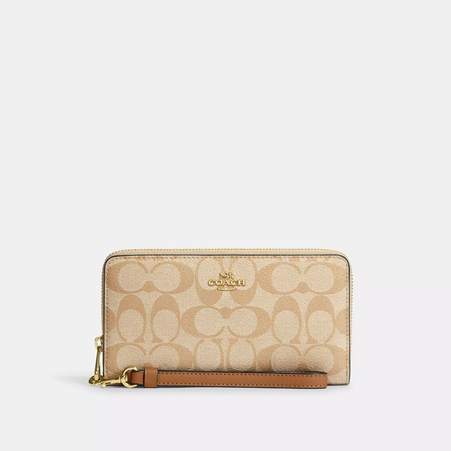

Длинный кошелек Coach Outlet из фирменной парусины на молнии, цвет Light Khaki/Light Saddle