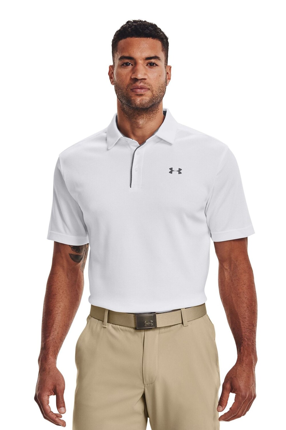 

Темно- рубашка-поло из технического гольфа Under Armour, белый
