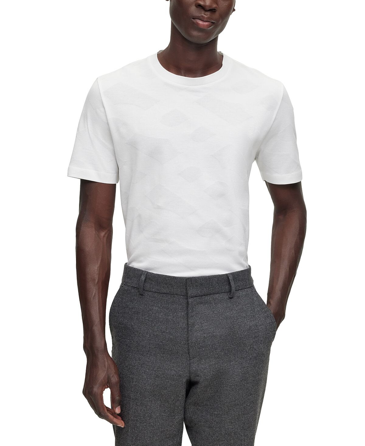 

Мужская футболка из жаккардовой ткани с монограммами Hugo Boss