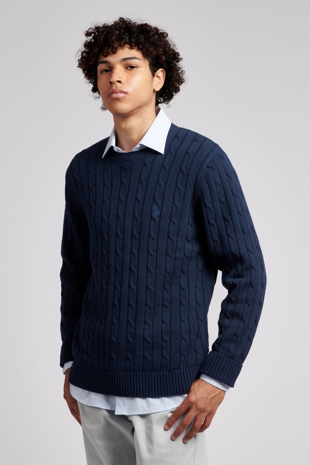 

Мужской хлопковый джемпер с круглым вырезом U.S. Polo Assn, синий