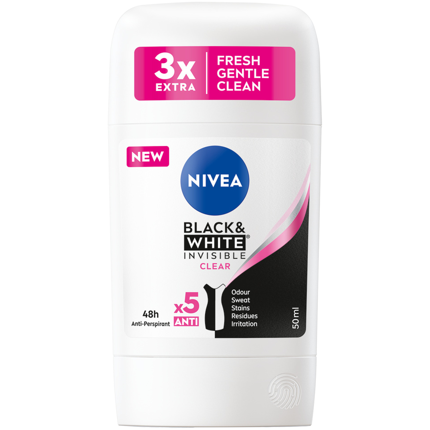 Nivea Black&White Clear стик-антиперспирант для женщин, 50 мл - фото