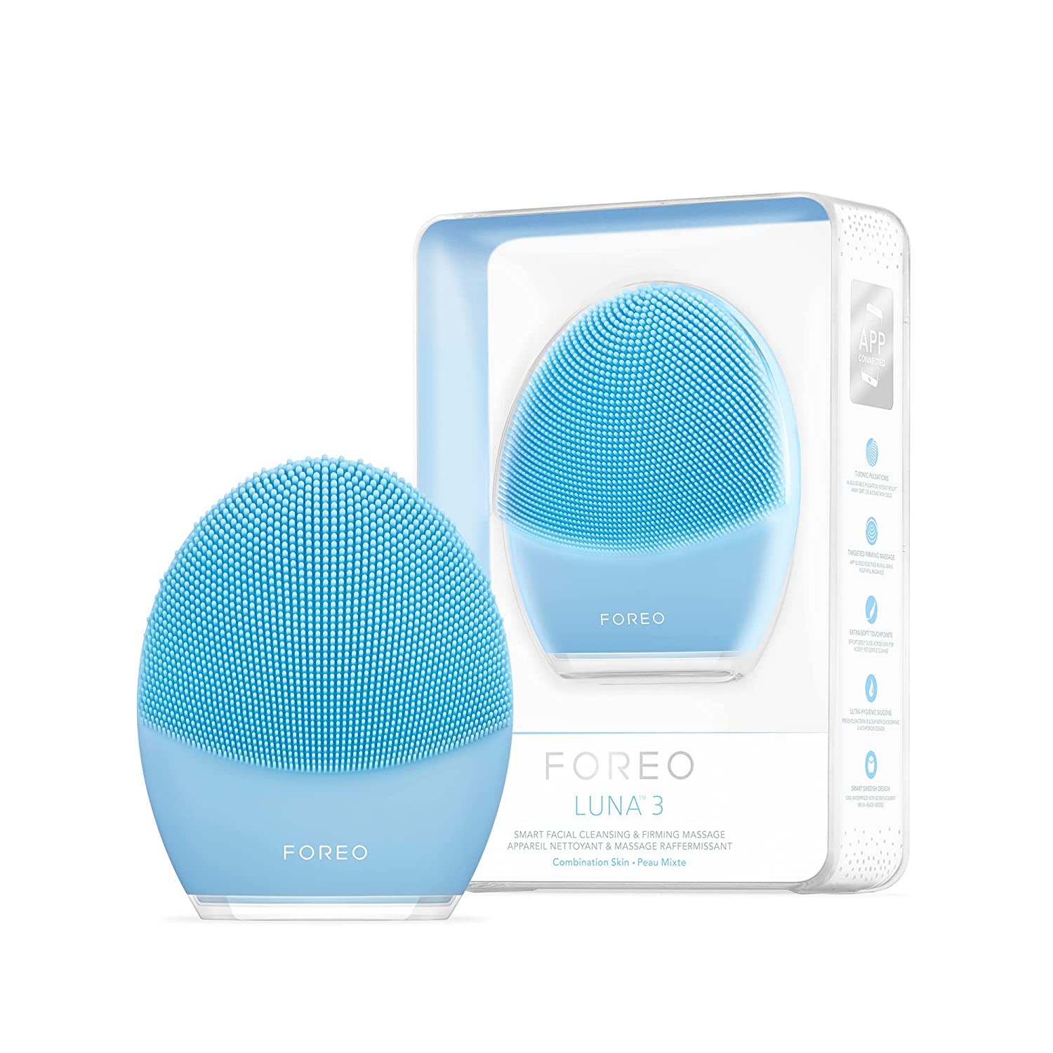 Щетка-массажер для очищения лица FOREO LUNA 3 Facial, голубой - фото