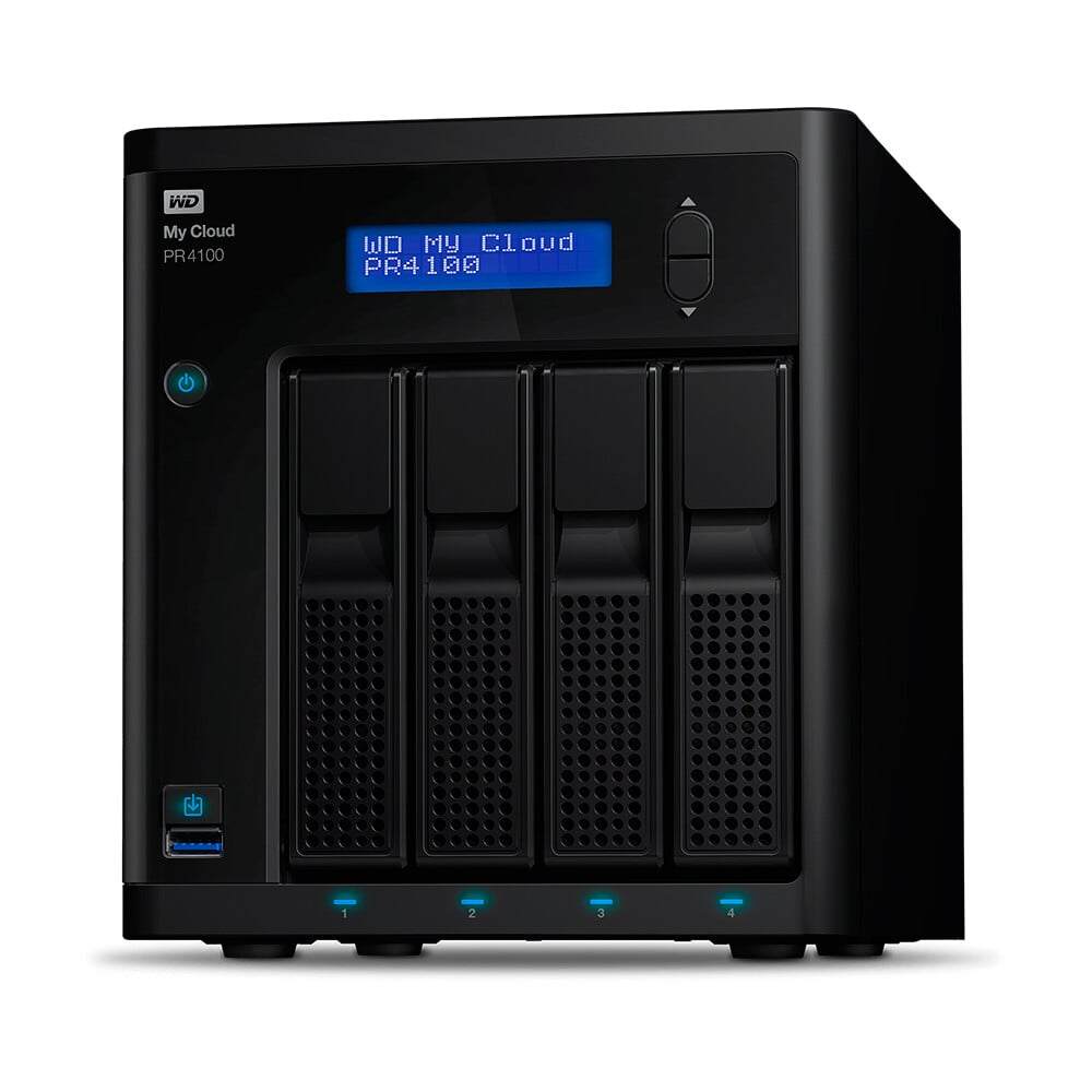 

Сетевое хранилище Western Digital My Cloud PR4100, 4 отсека, 16 ТБ, WDBNFA0160KBK, черный