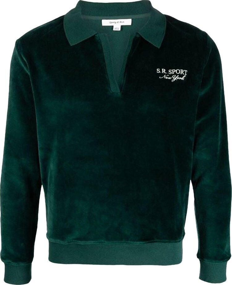 

Поло Sporty & Rich SR Sport Velour Polo 'Forest/White', зеленый