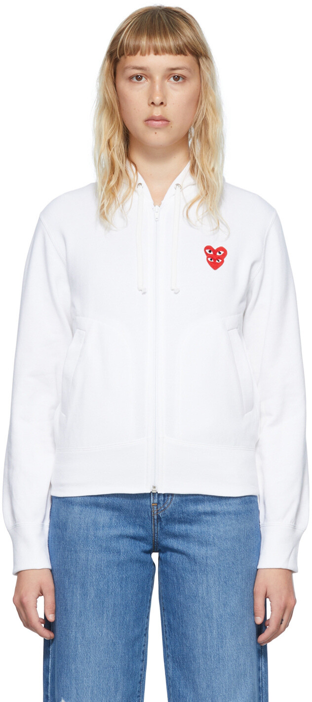 

Белая хлопковая толстовка с капюшоном Comme des Garçons Play, Белый