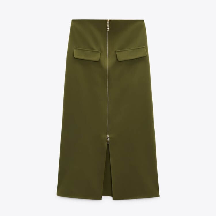 

Юбка Zara Cargo Midi With Zip, хаки