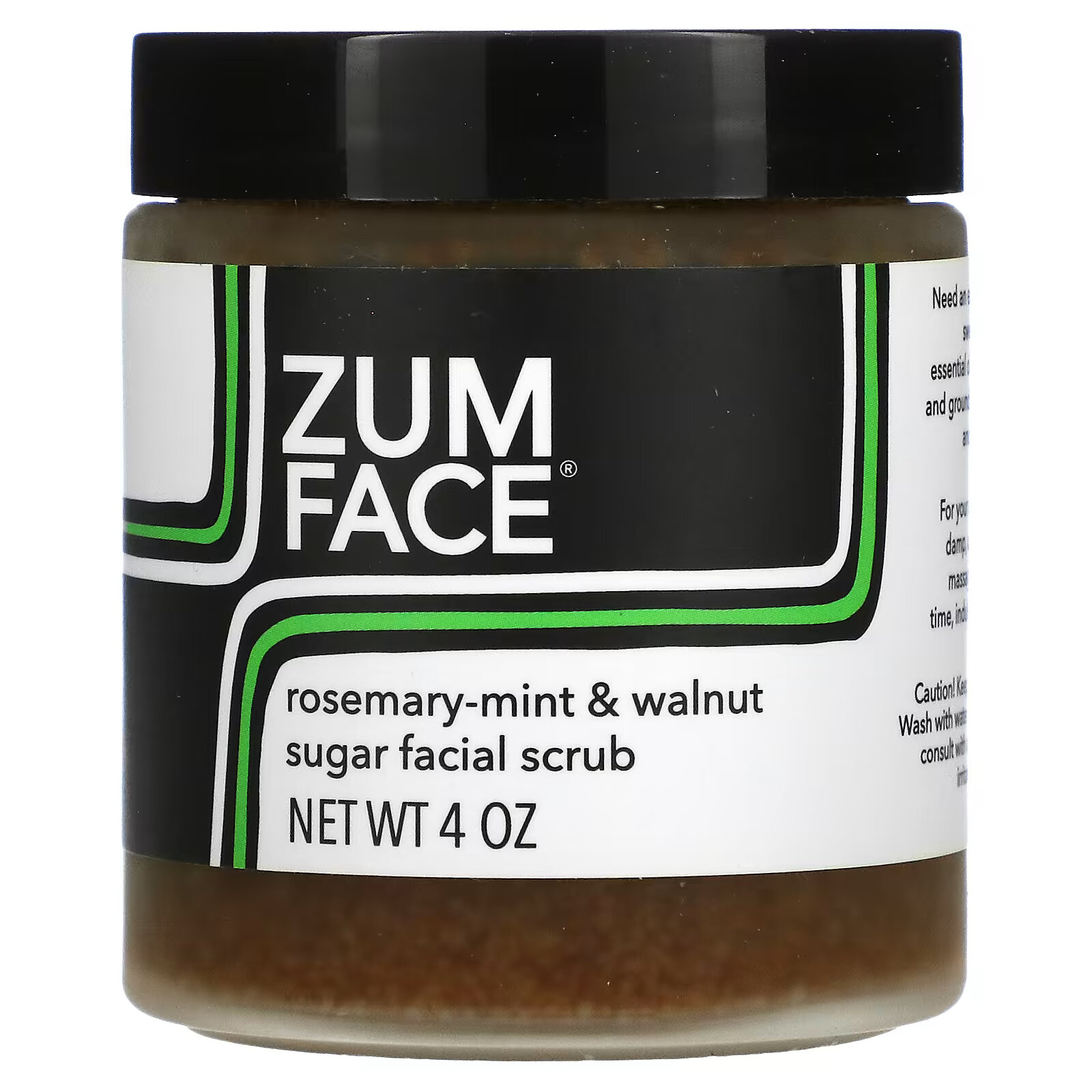 ZUM, Zum Face, сахарный скраб для лица, розмарин, мята и грецкий орех, 4 унции zum zum face сахарный скраб для лица лемонграсс 4 унции
