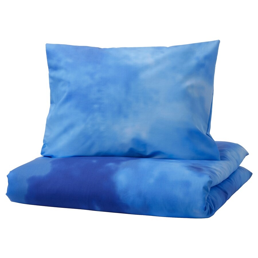 Постельное белье Ikea Blavingad Duvet Cover And Pillowcase, 150x200/50x60 см, темно-синий/голубой кроватки для кукол огонек с постельным бельем