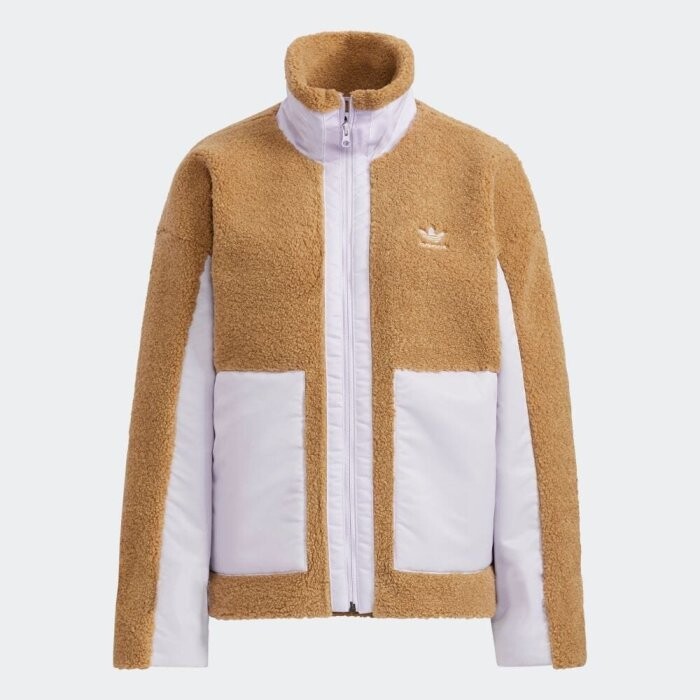 

Куртка Adidas Sherpa Biker Casual, светло-коричневый/светло-фиолетовый