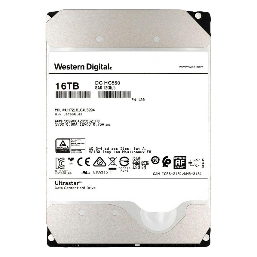 Внутренний жесткий диск Western Digital Ultrastar DC HC550, WUH721816AL5204, 16Тб жесткий диск western digital ultrastar dc hc550 18tb wuh721818ale6l4
