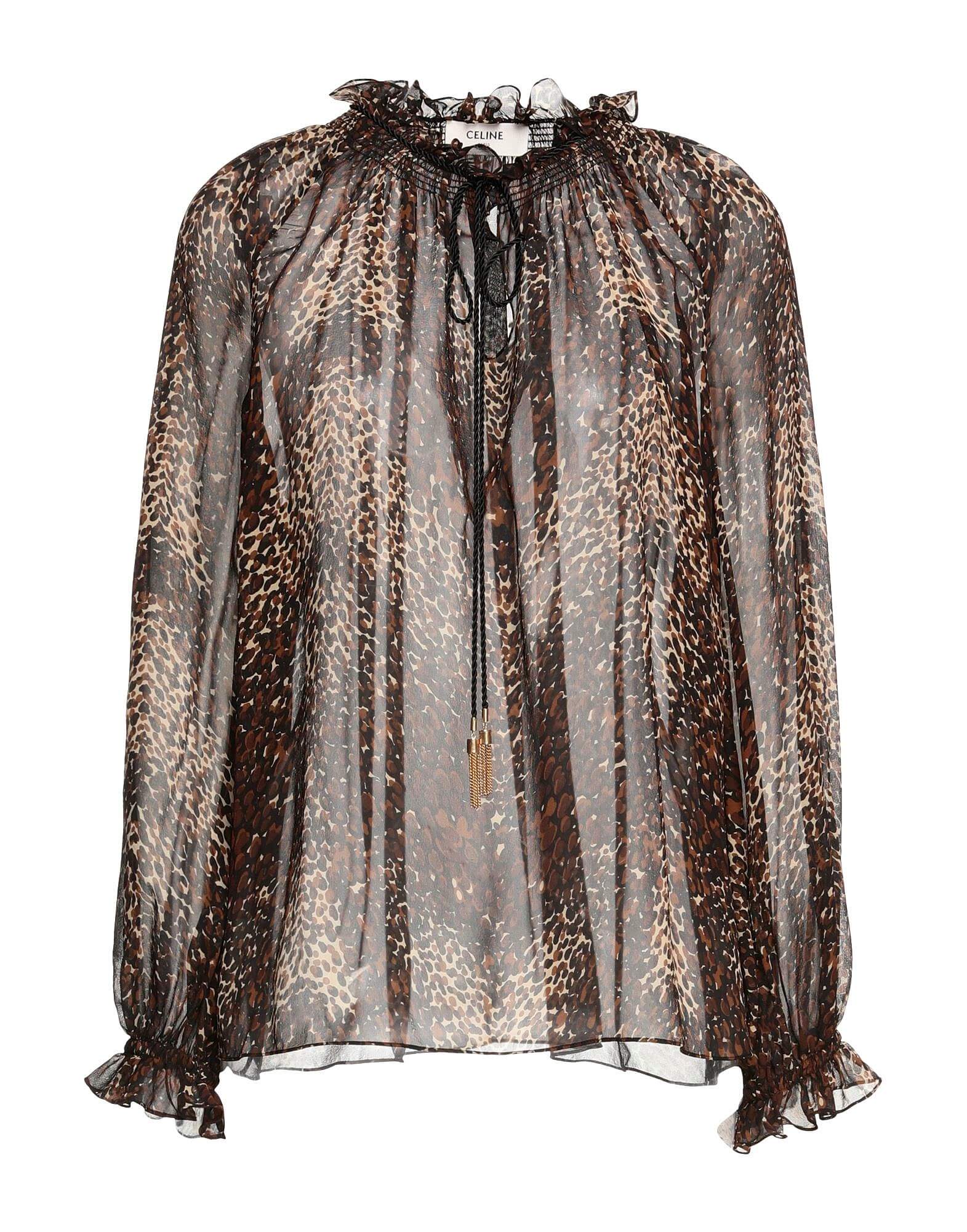 Блуза с леопардовым принтом CELINE, коричневый/бежевый блуза moment с рюшами sanctuary цвет brushed floral