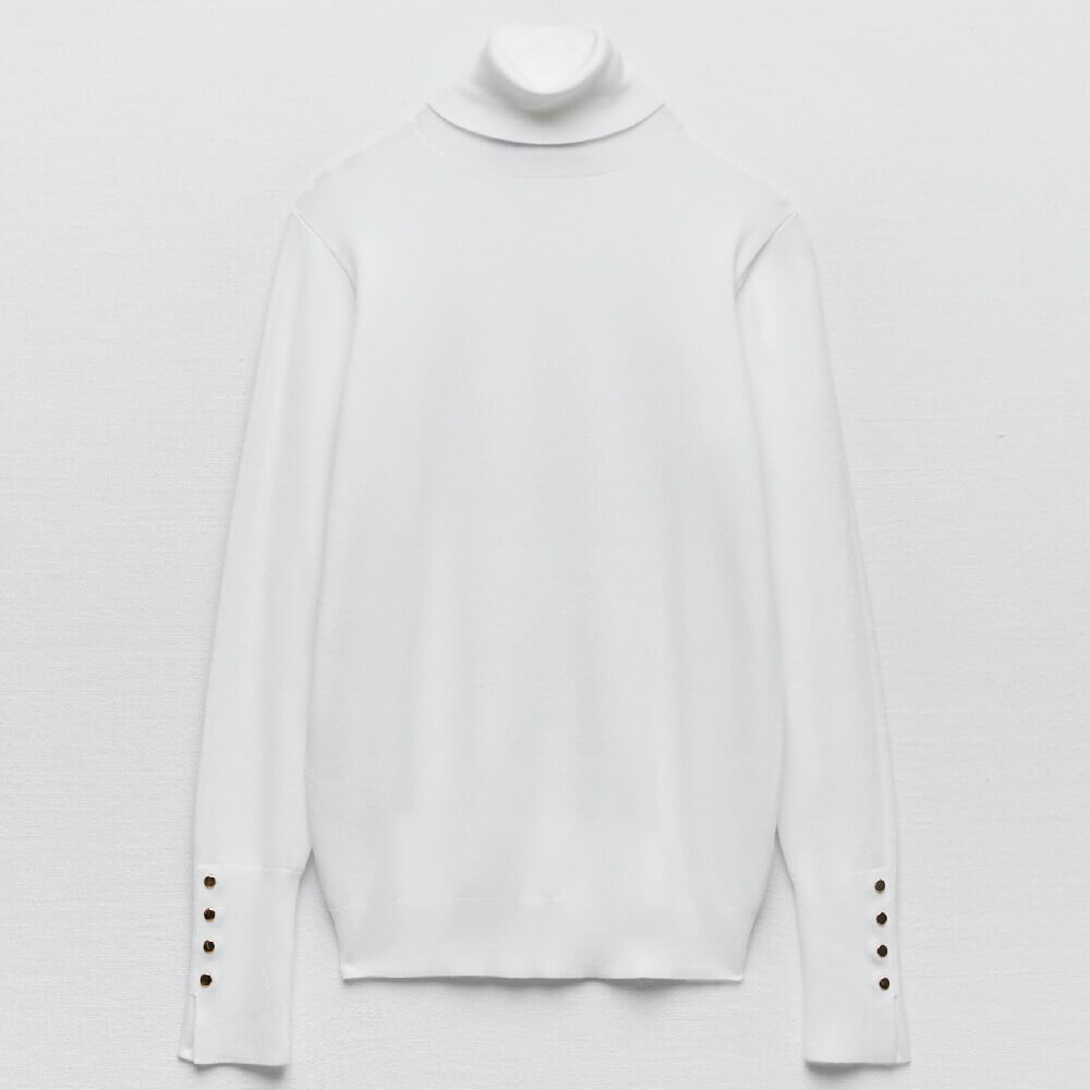 

Свитер Zara Basic High Neck Knit, белый