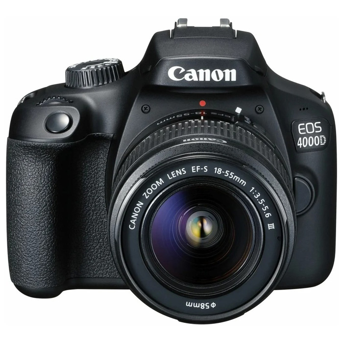 Фотоаппарат Canon EOS 4000D Kit 18-55mm f3.5-5.6 DC III, черный аккумулятор lp e10 для фотоаппаратов canon eos 1100d 1200d 1300d 1500d 2000d 3000d 4000d