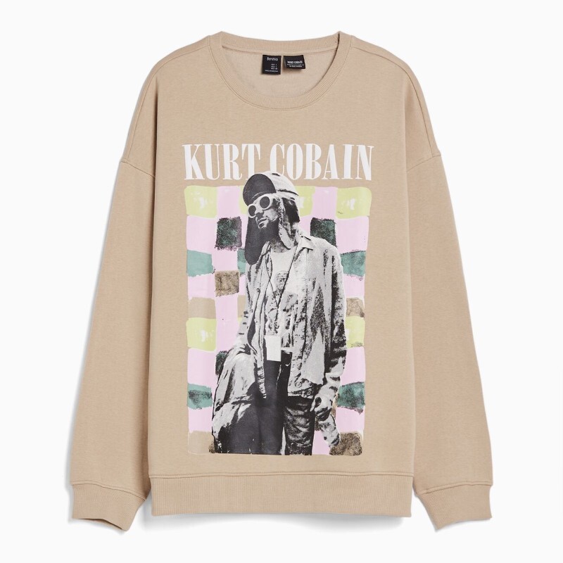 

Свитшот Bershka Kurt Cobain Print, бежевый