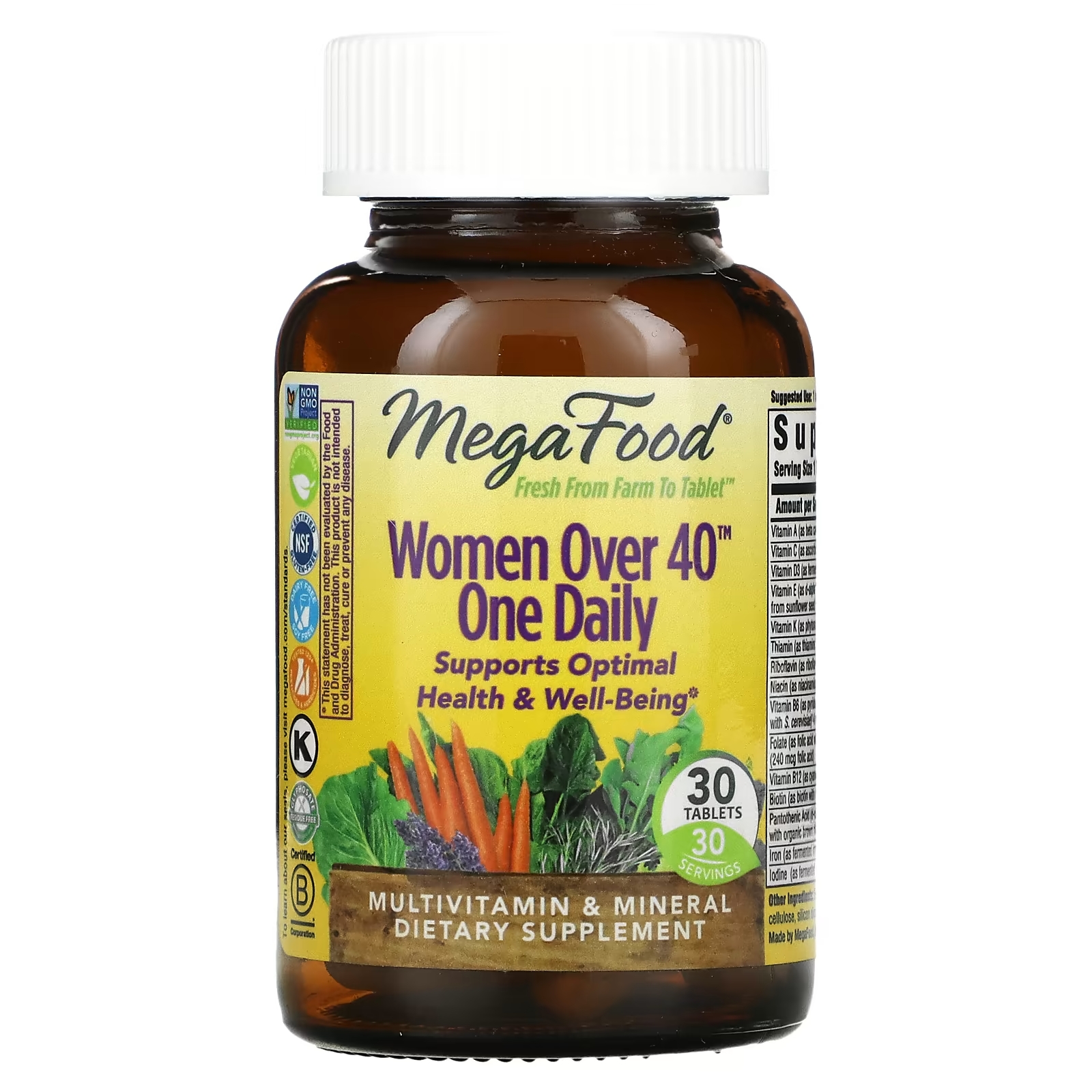 Мультивитаминная Пищевая Добавка для Женщин MegaFood старше 40 лет, 30 таблеток пищевая добавка megafood для женщин старше 40 лет 60 таблеток