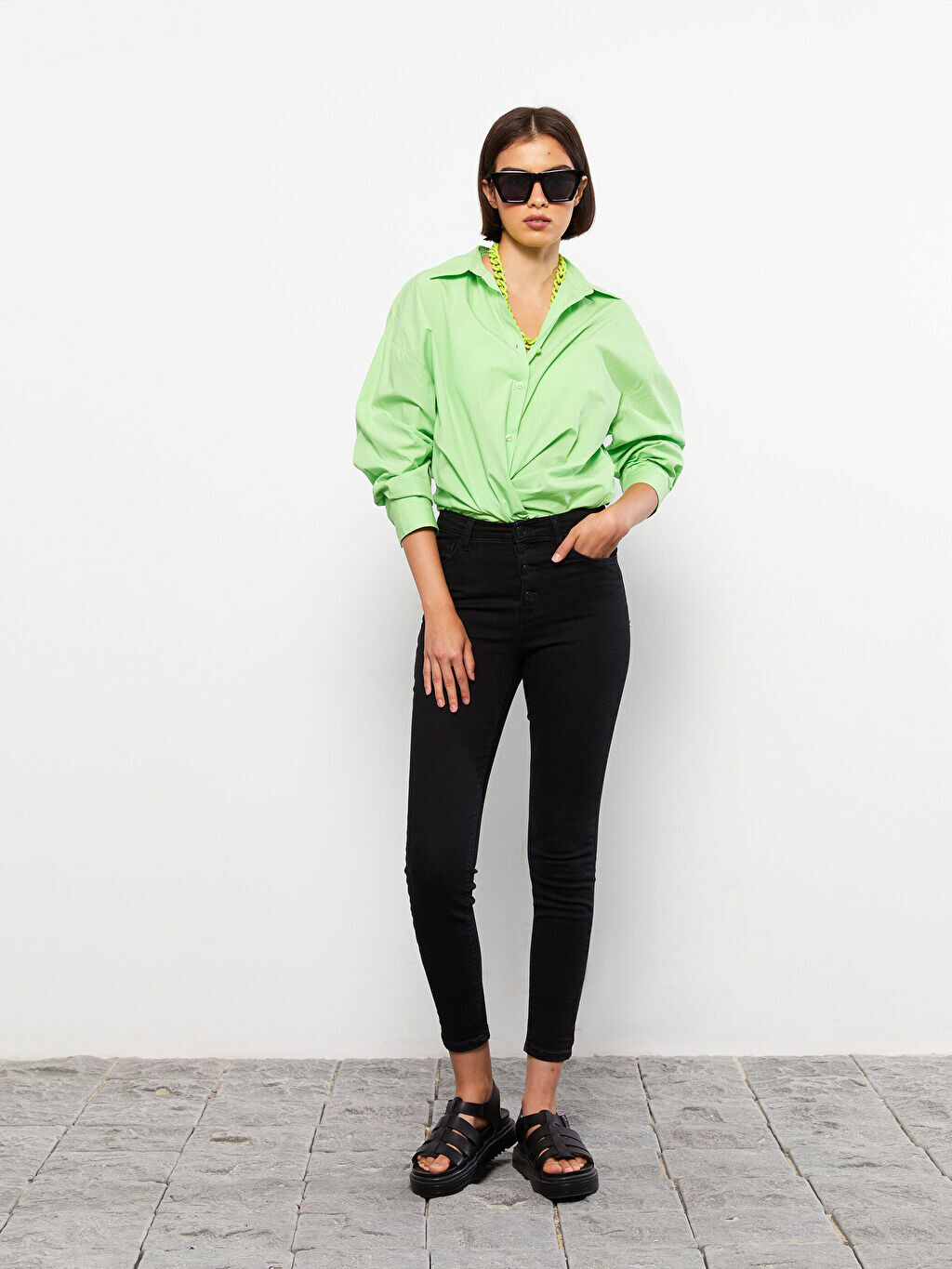 

Джинсовые брюки Super Skinny Fit с высокой талией и прямыми карманами для женщин LCW Jeans