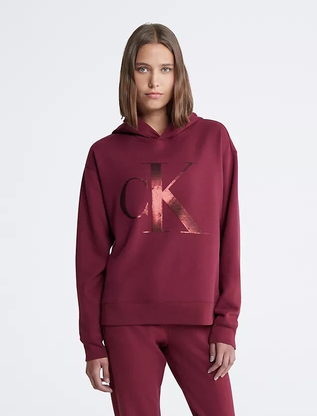 

Толстовка Calvin Klein Sequin Monogram Logo, бордовый, Красный
