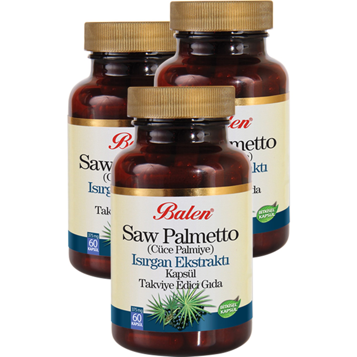 Пищевая добавка Balen сереноа с крапивой и цинком 375 мг, 3 упаковки по 60 капсул nature s answer saw palmetto berries drop 30ml