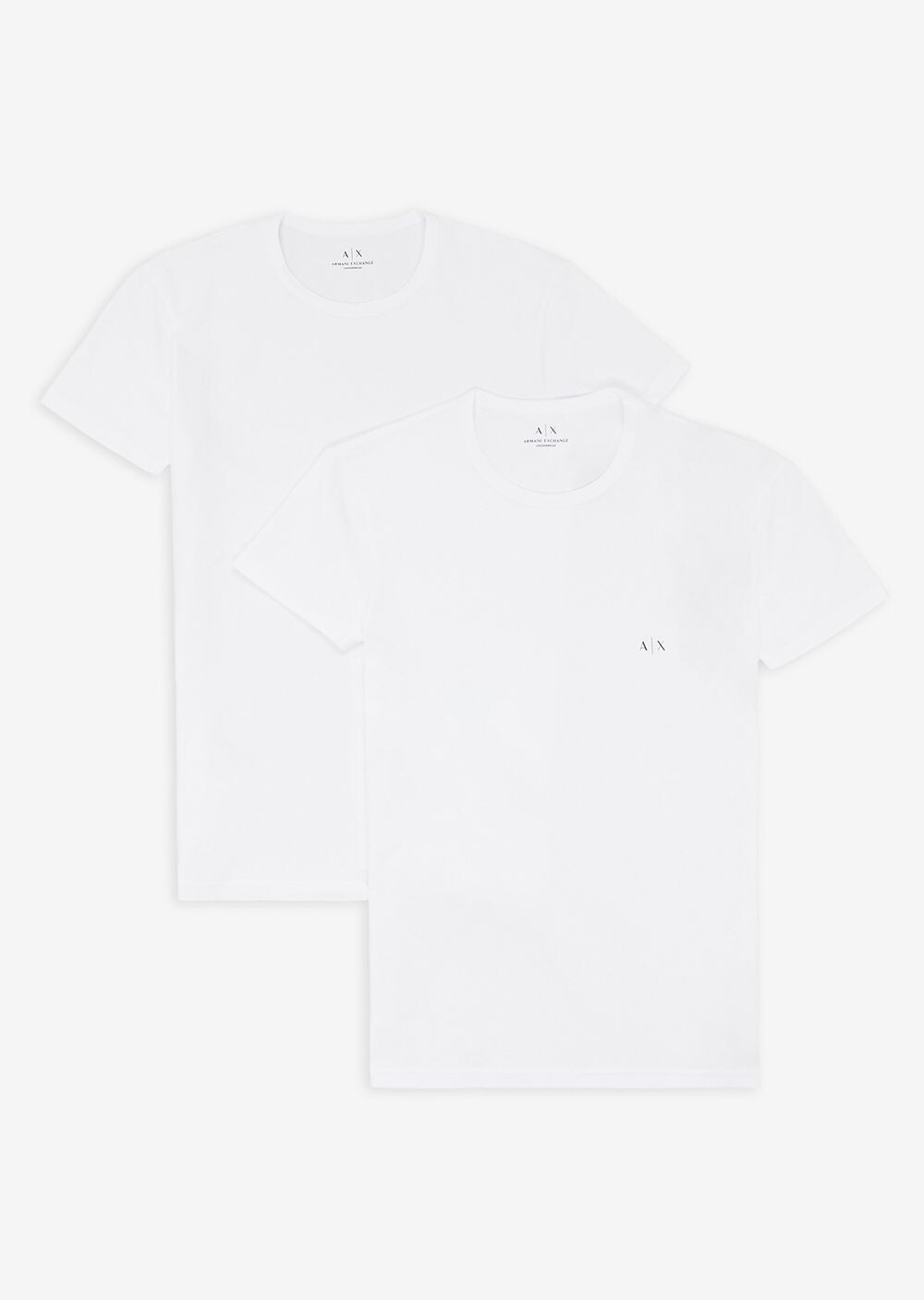 

Комплект из двух комплектов майки из эластичного хлопка с v-образным вырезом Armani Exchange, белый