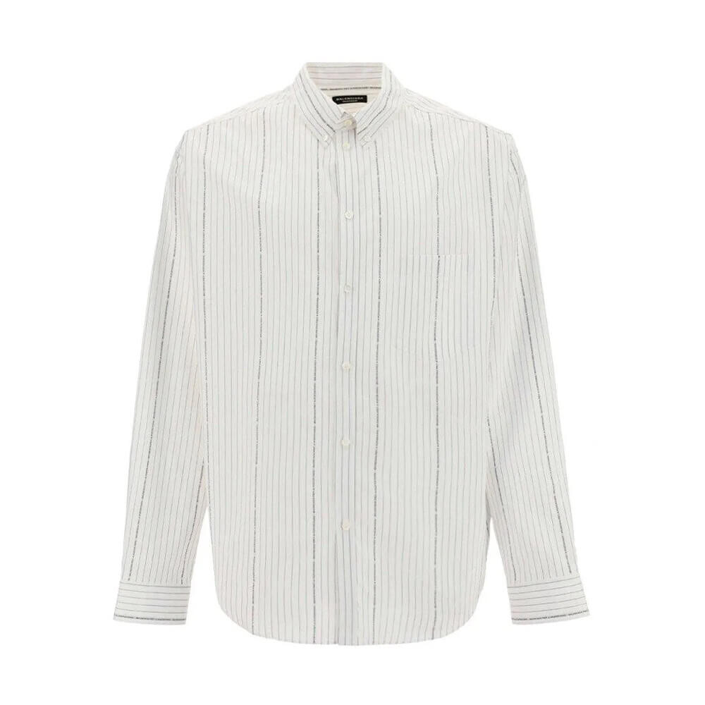 

Рубашка Balenciaga Logo Printed Pinstripe, белый