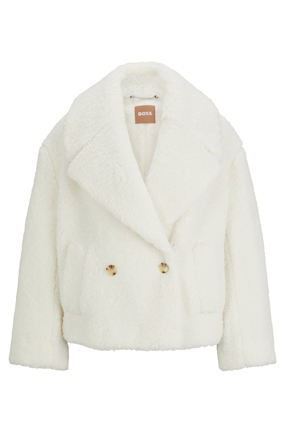 

Пальто Boss Oversize-fit In Faux Teddy Fabric, белый