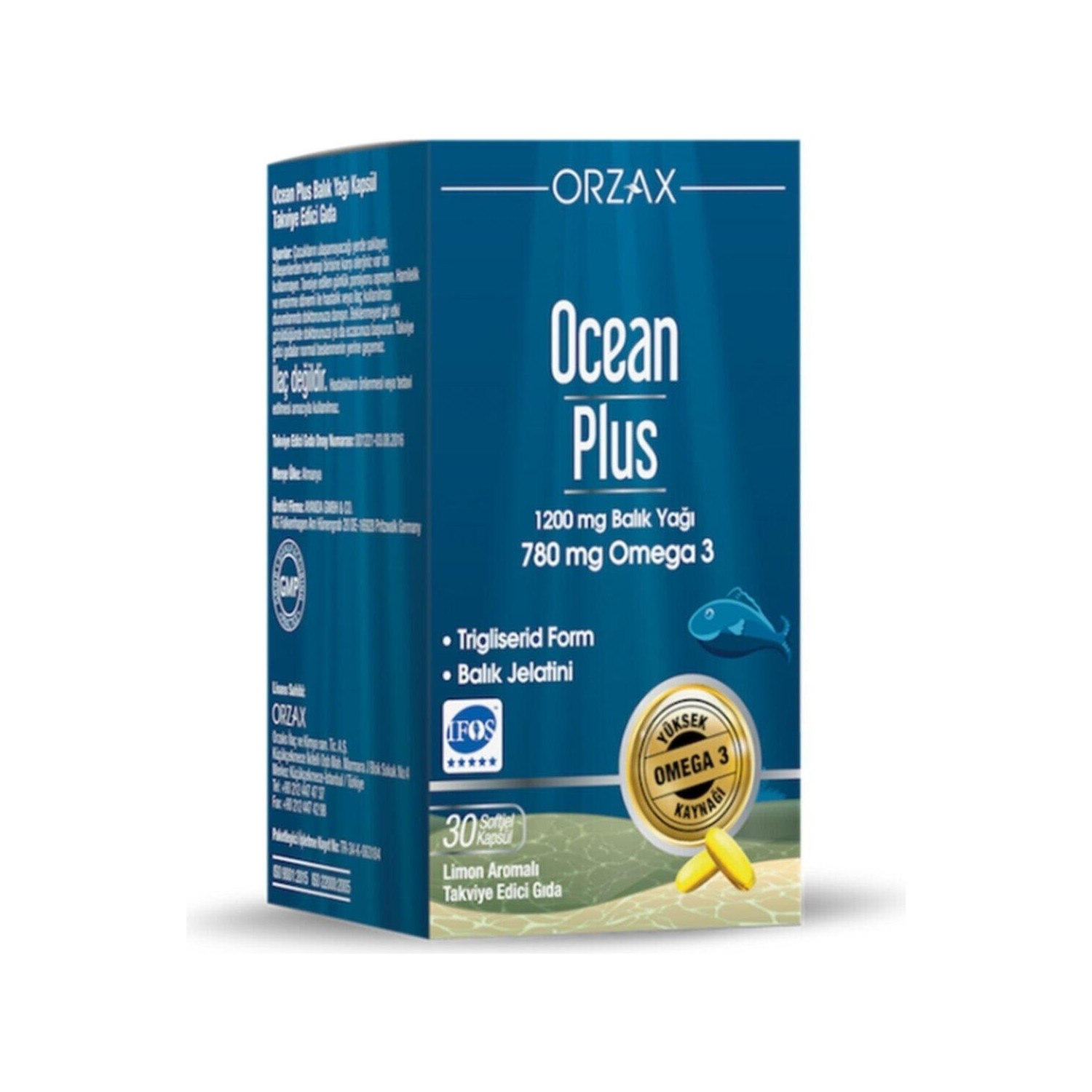 Омега-3 Plus Orzax Ocean 1200 мг, 30 капсул поли кидс рыбий жир детский жевательные капсул вкус апельсина 50 шт