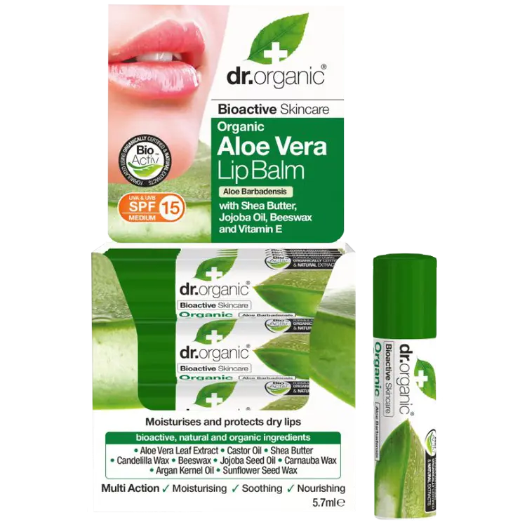 

Dr.Organic Защитный бальзам для губ с органическим алоэ вера, 5,7 мл