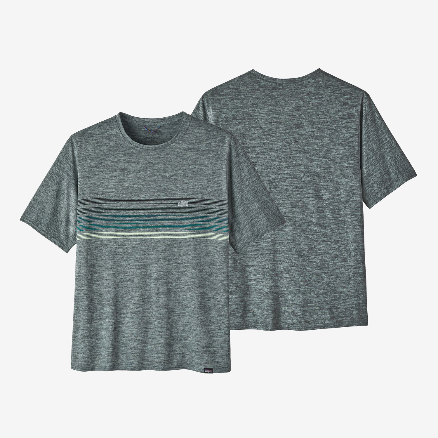 

Мужская рубашка Capilene Cool с рисунком на каждый день Patagonia, цвет Line Logo Ridge Stripe: Sleet Green X-Dye
