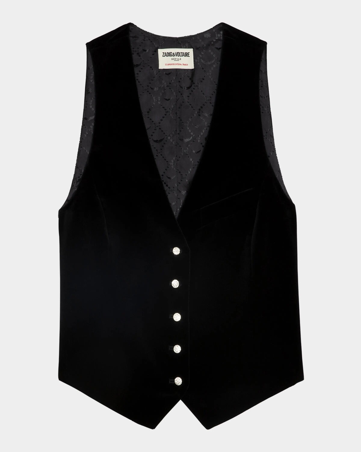 

Бархатный жилет на пуговицах Emaux с украшением Zadig & Voltaire, цвет Noir
