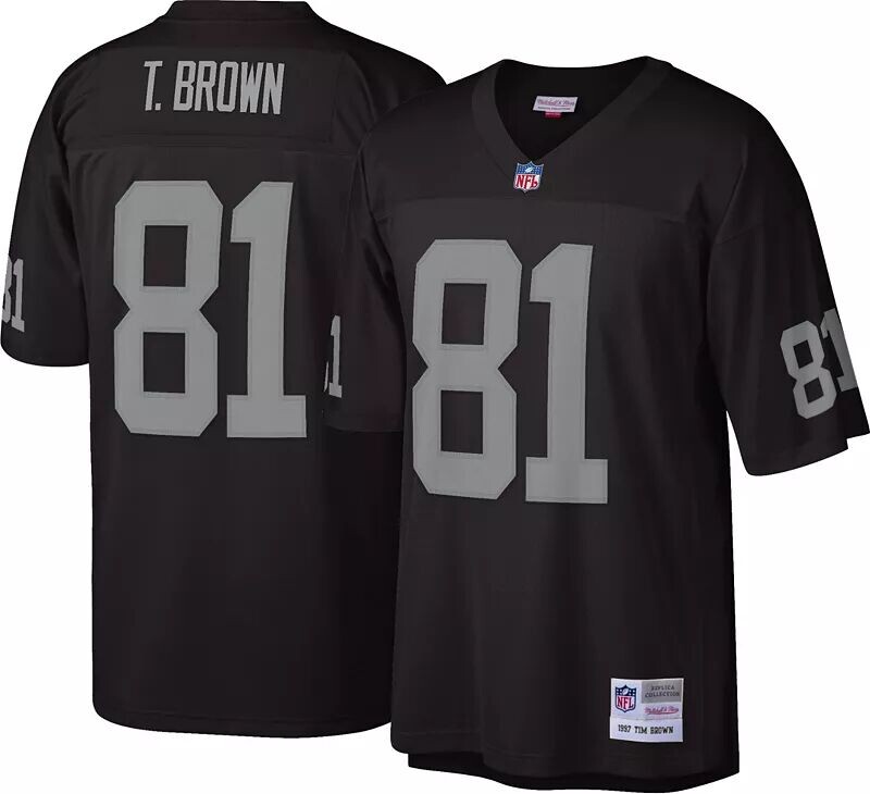 

Мужская футболка Mitchell & Ness Oakland Raiders Tim Brown № 81, черная, 1997 г.