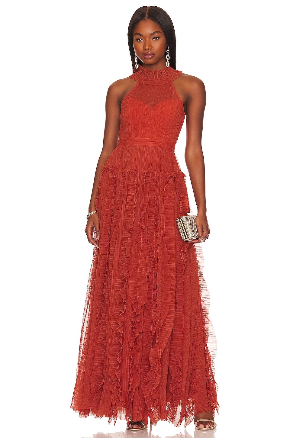

Платье BCBGMAXAZRIA Pleated Gown, цвет Cinnamon Stick
