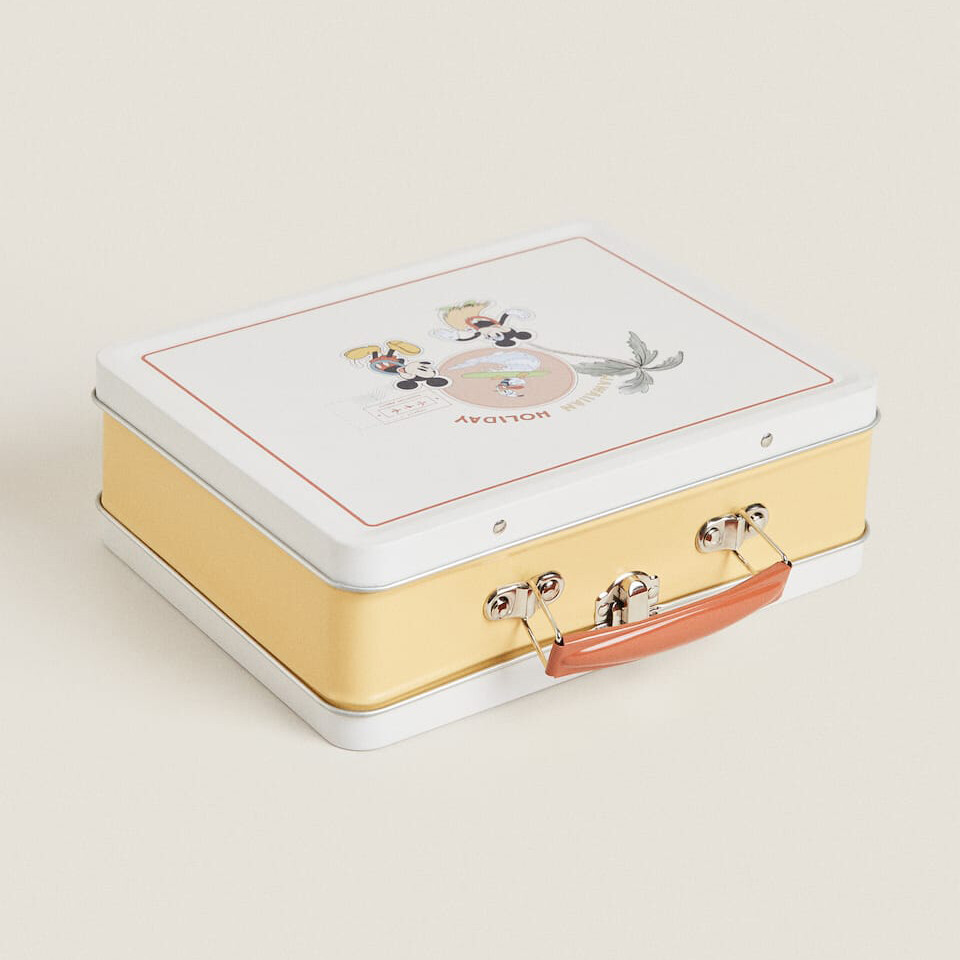 

Металлический ящик для завтраков Zara Home Mickey Mouse Disney, белый/желтый