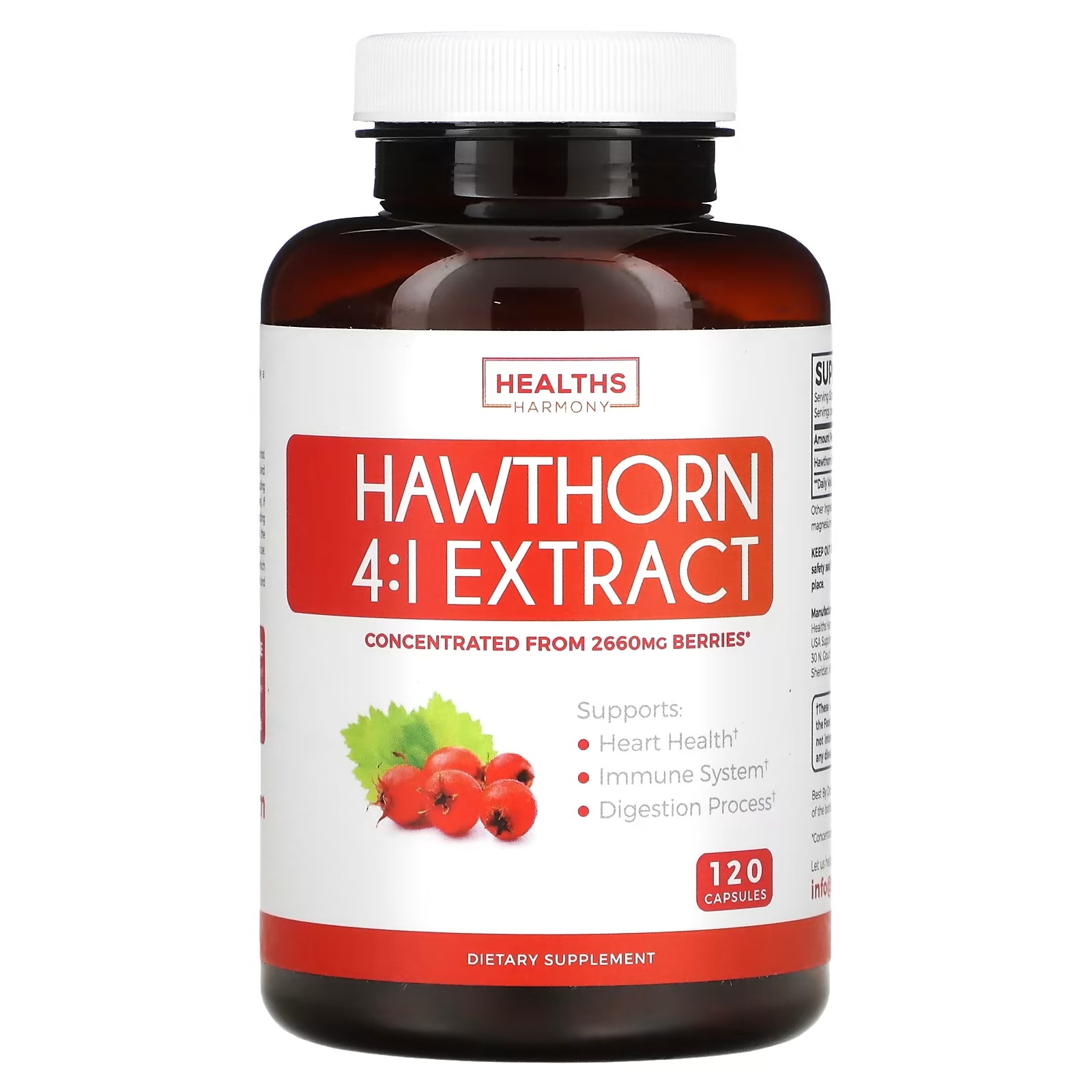 Healths Harmony Экстракт боярышника 4: 1, 120 капсул фруктовый комплекс суперантиоксидантов healths harmony 120 капсул