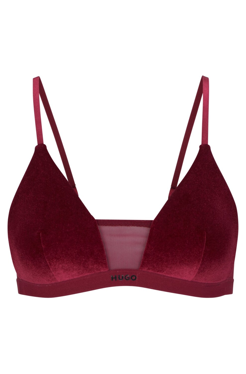 

Бюстгалтер Hugo Velvet-detail Triangle With Logo Waistband, темно-красный