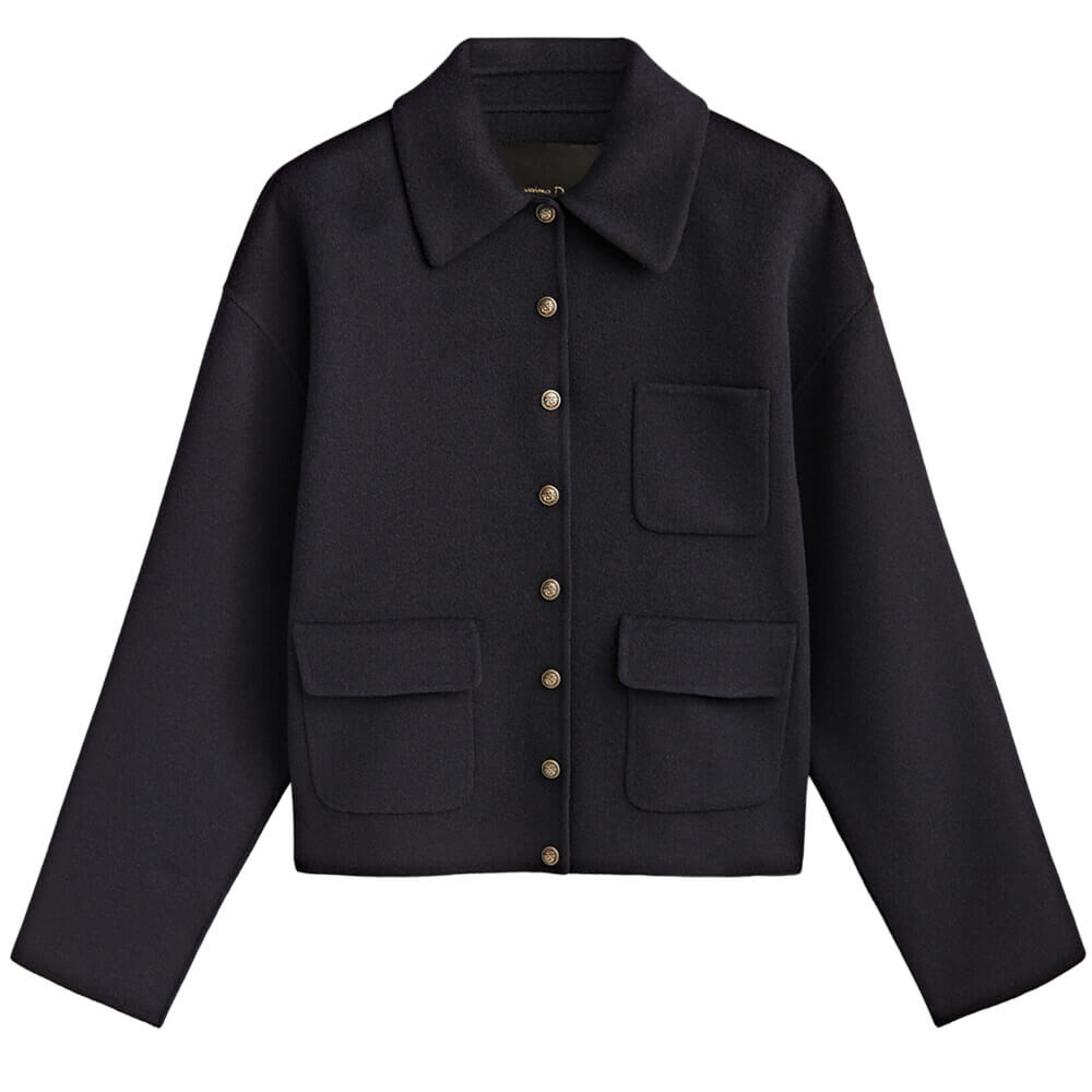

Пальто Massimo Dutti Short Wool Blend With Gold-toned Buttons, темно-синий
