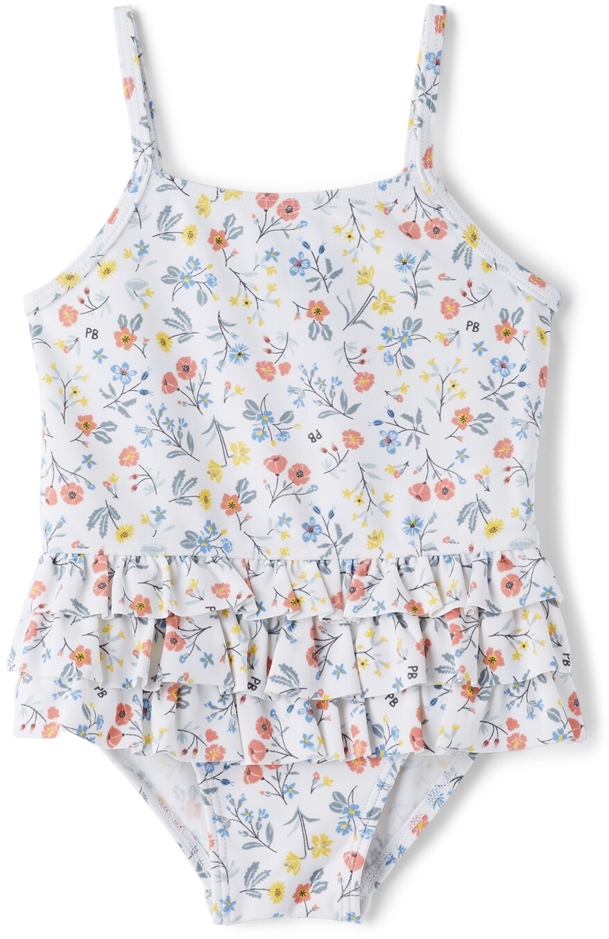 

Белый цельный купальник Baby с цветочным принтом Petit Bateau