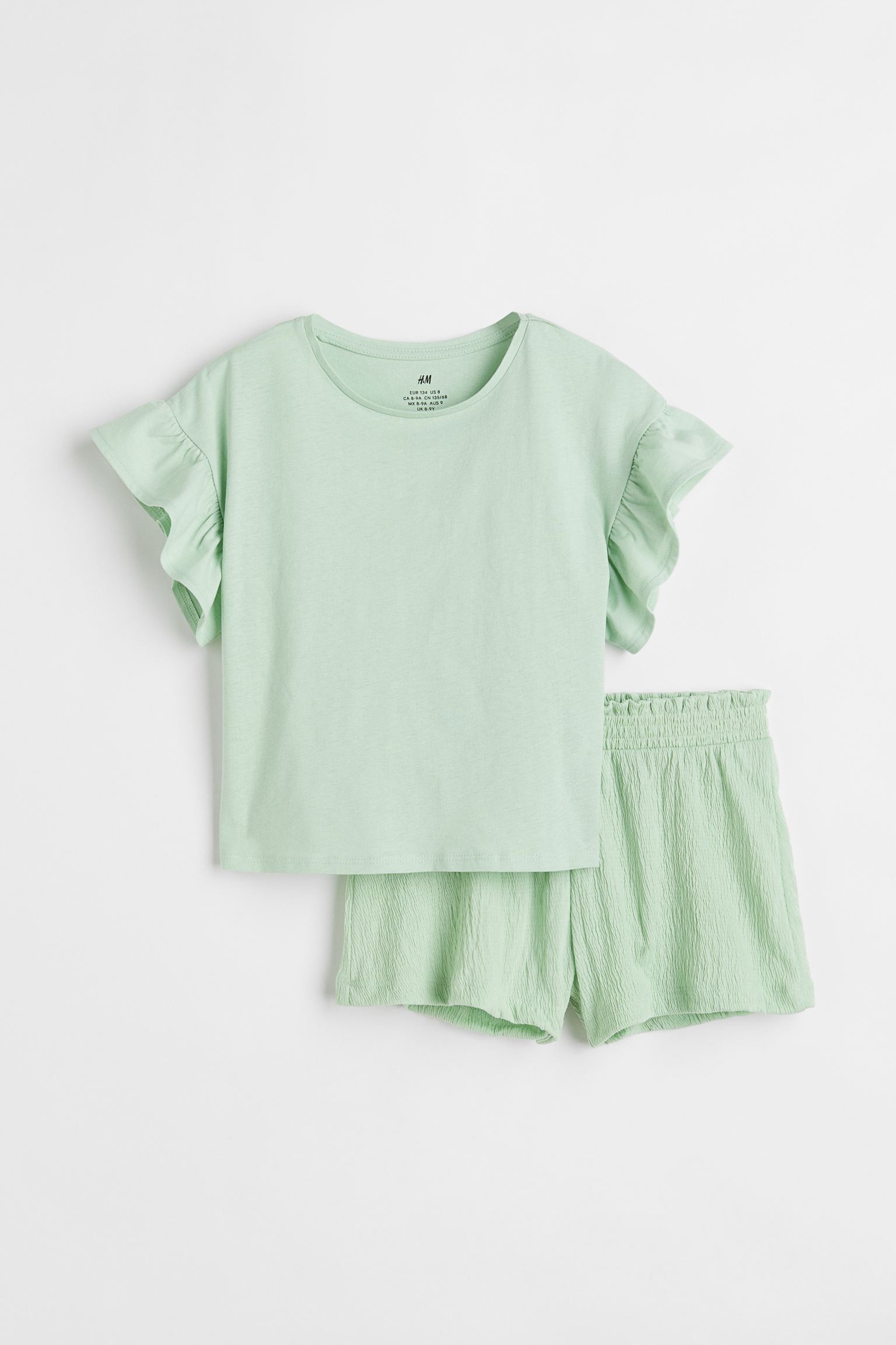 Комплект из 2 предметов джерси H&M, светло-зеленый комплект из двух шорт с воланами 9 оранжевый