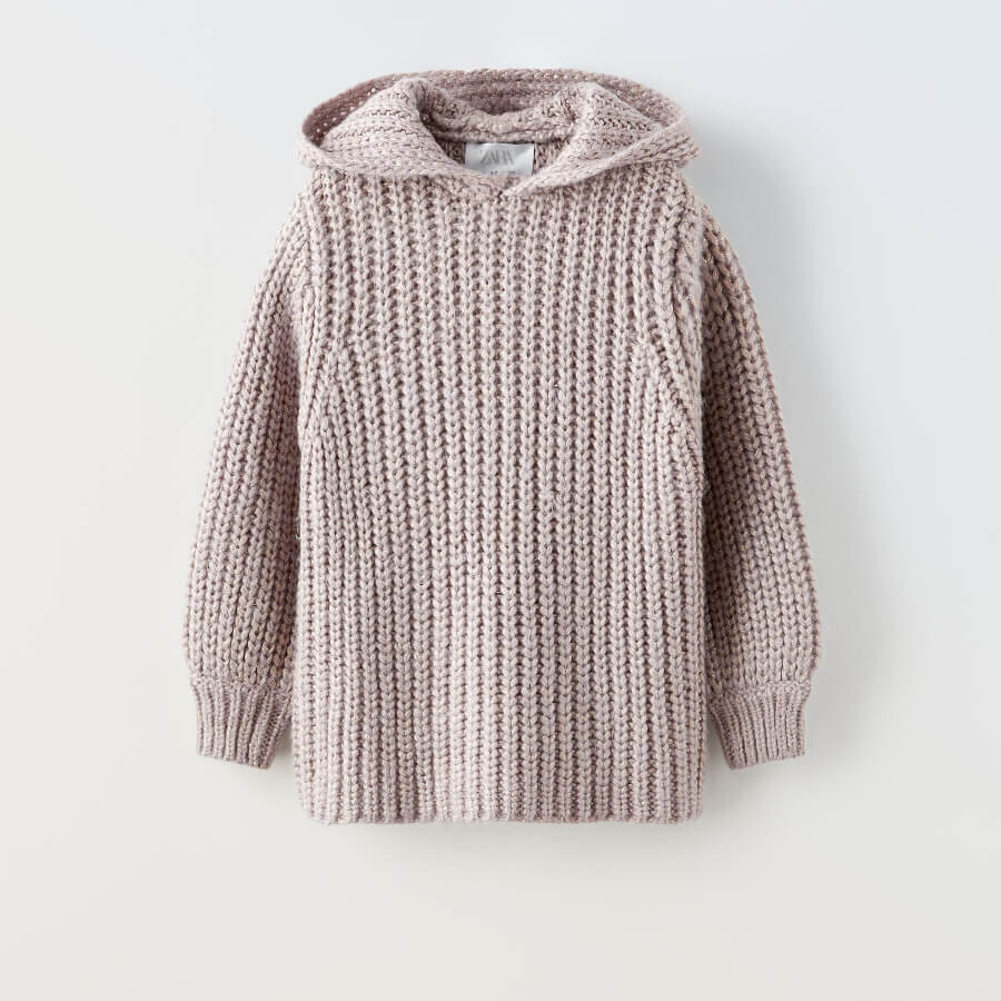 

Свитер для девочки Zara Foil Knit Hooded, бледно-лиловый