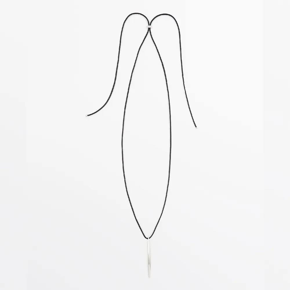 

Подвеска Massimo Dutti Cord With Piece Detail, серебристый