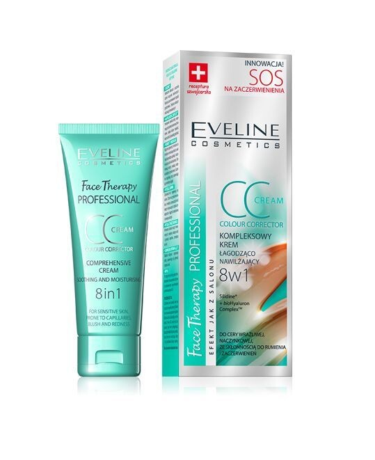 

Eveline Cosmetics Face Therapy Professional CC Cream 8in1 комплексный успокаивающий и увлажняющий крем SPF15 30 мл